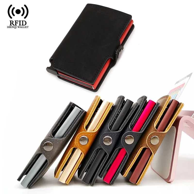 Card Top Loader - Schlanke Visitenkartenhalter Männer Brieftasche Metall Rfid