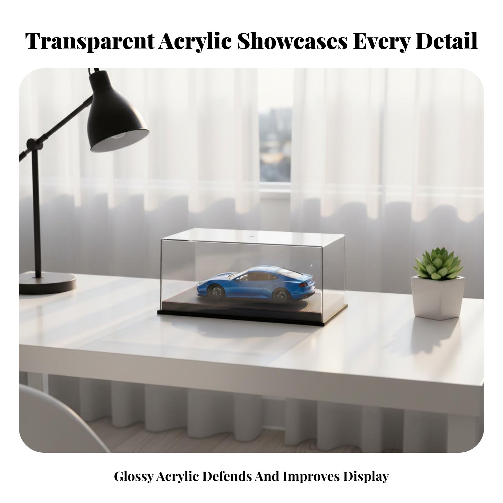 Display Case Acrylic - Acryl-Vitrine mit Einstellbarer Beleuchtung, Staubdichte Automodell-Box,